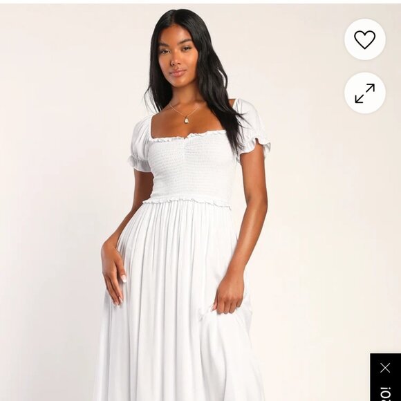 Lulus Dresses & Skirts - White Smocked Puff Sleeve Maxi Dress